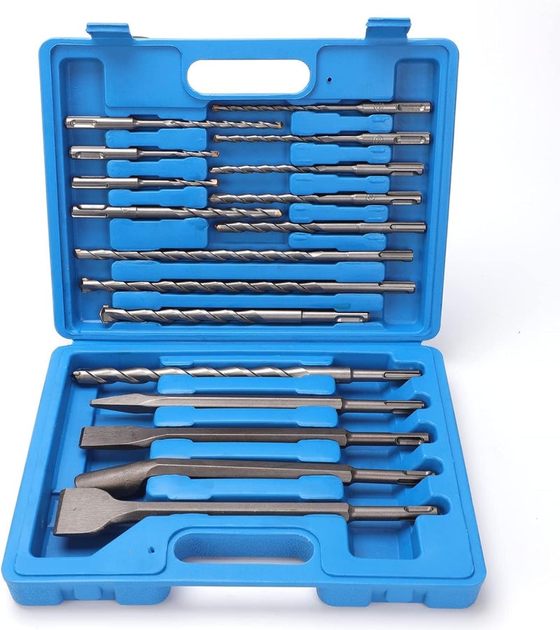 FF ERA Rotary Hammer Drill Bits Set, 17 Pcs SDS Plus Carbide-Tipped Masonry Drill Bits and Chisels for Concrete, Stone, Brick, with Storage Case - Image 1